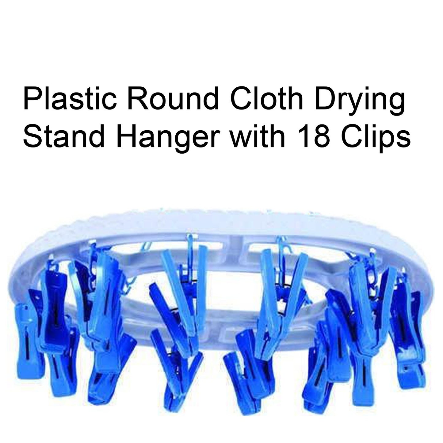 Plastic Round Cloth Drying Stand Hanger With 18 Clips (Multicolour) - Happy Price - Image 3