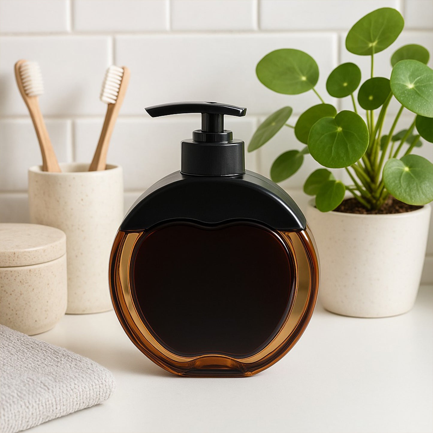 Apple Shaped Liquid Soap Dispenser - 350 ML Refillable Hand Wash Bottle with Pump - Happy Price - Image 3