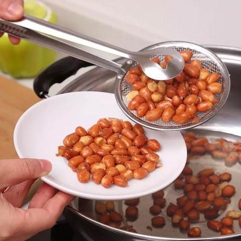 2in1 Stainless Steel Filter Spoon With Clip Food Kitchen Oil-frying Multi-functional - Happy Price - Image 4