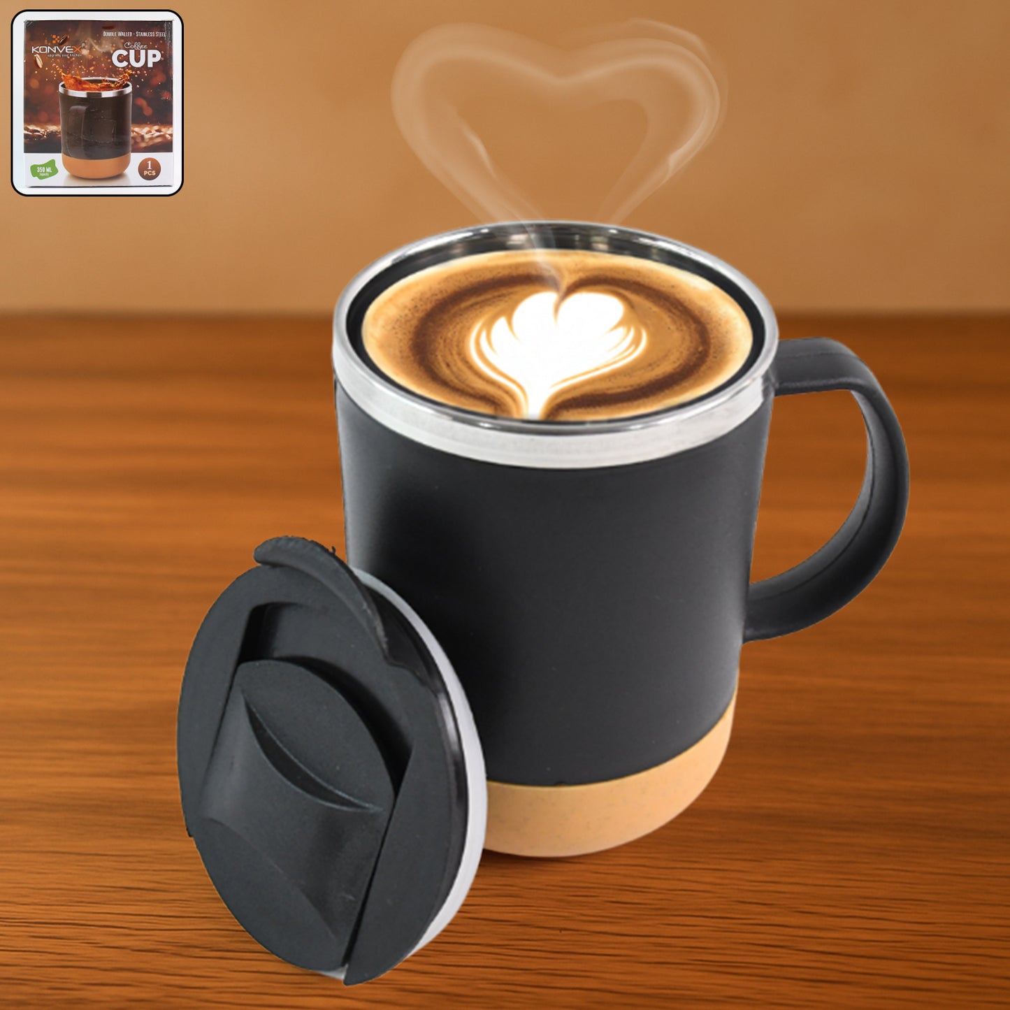 Insulated Coffee Mug With Spill-proof Lid (Approx 350ml  1 Pc) - Happy Price - Image 2