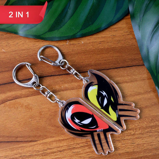 Best Friends Breakable Heart Acrylic Keychain Set - 2 Pcs Cartoon Design
