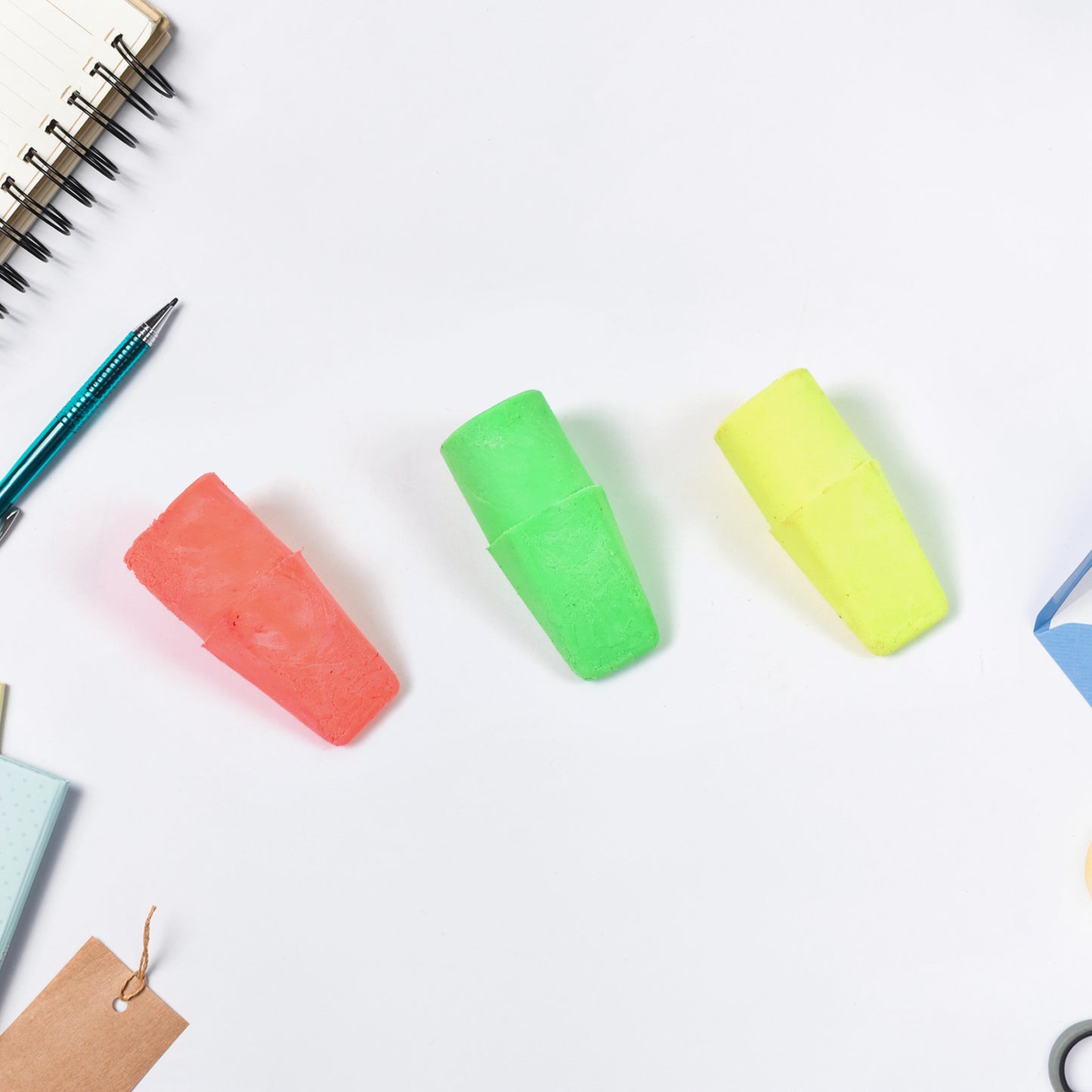 Pencil Top Eraser Rubber Erasers (1 Pc  Mix Colour  Design) - Happy Price - Image 2