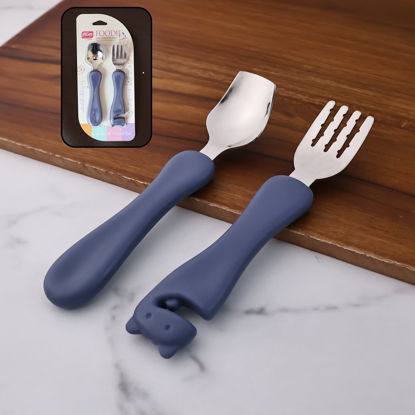 Supermom Foodie Stainless Steel Spoon  Fork (2 Pc Set) - Happy Price - Image 7