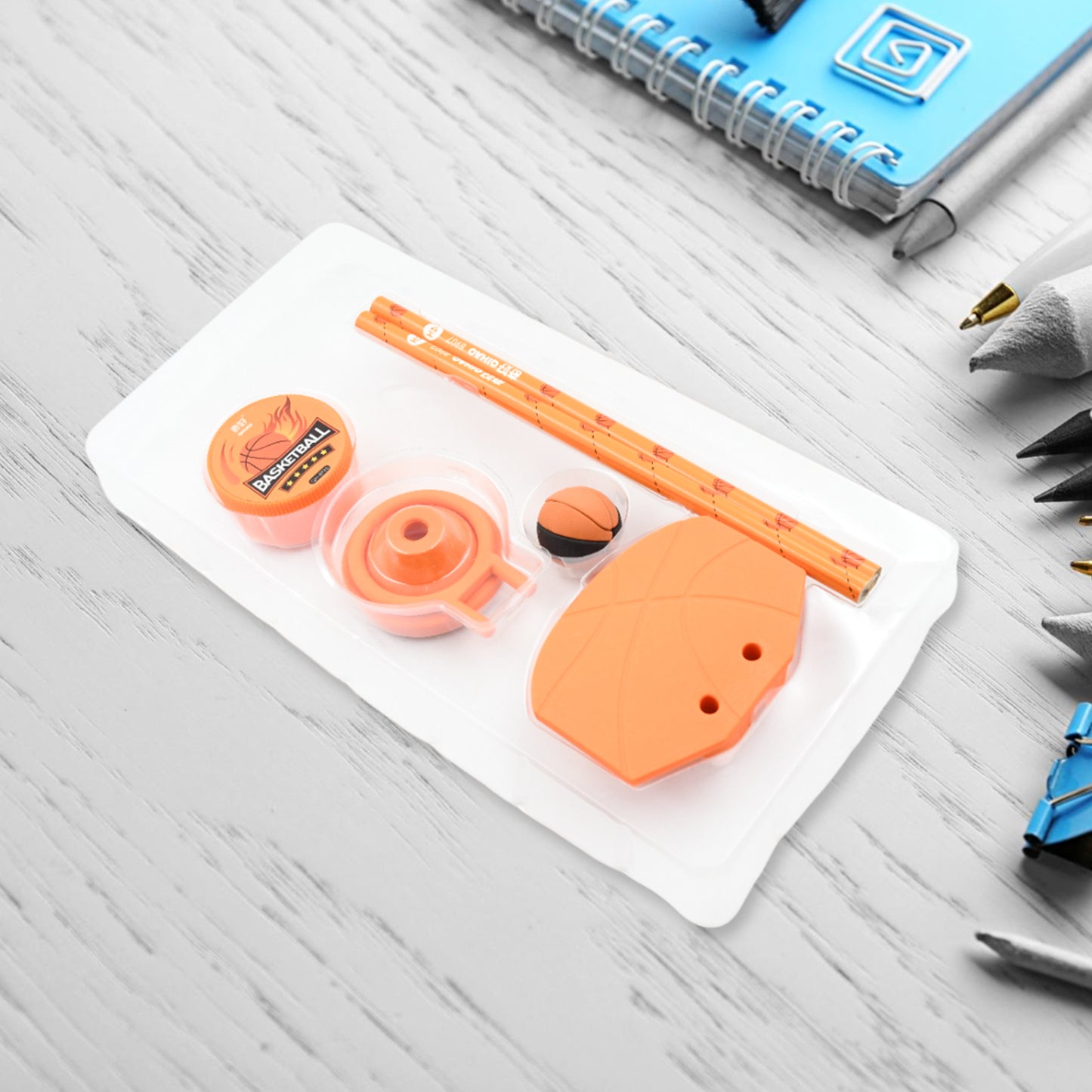 Stationary Kit Football  Basketball Theme Stationary Set For Kids Pencil Sharpener Eraser Set For Kids Boys  Girls Birthday Return Gift Stationary Set - Happy Price - Image 4