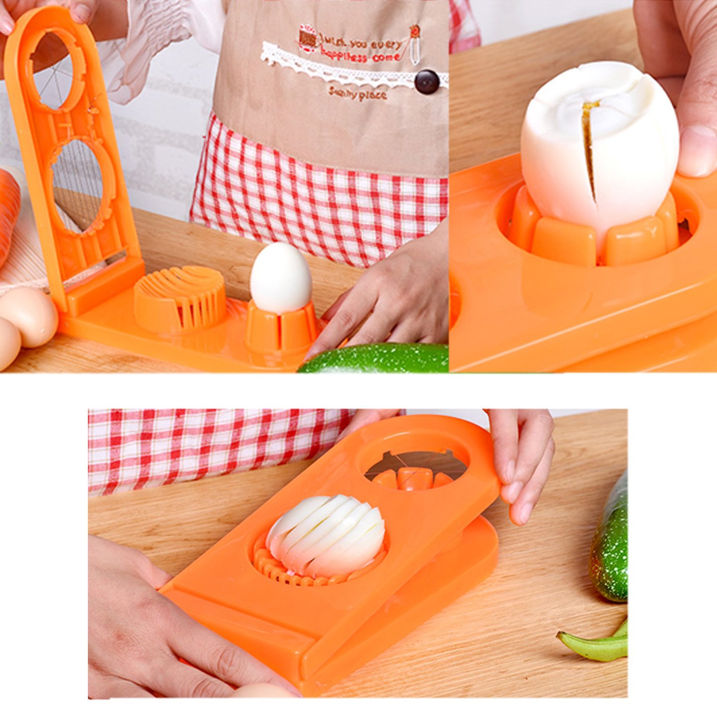 2 In 1 Double Cut Boiled Egg Cutter With Stainless Steel Wire For Easy Slicing Of Boiled Eggs. - Happy Price - Image 7