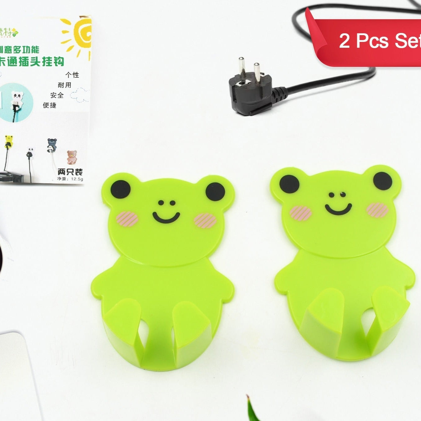 Plastic Adhesive Cable Plug Hook Bathroom Power Plug Socket Holder For  Office Home And Restaurant Use 2 Pc Set - Happy Price - Image 1
