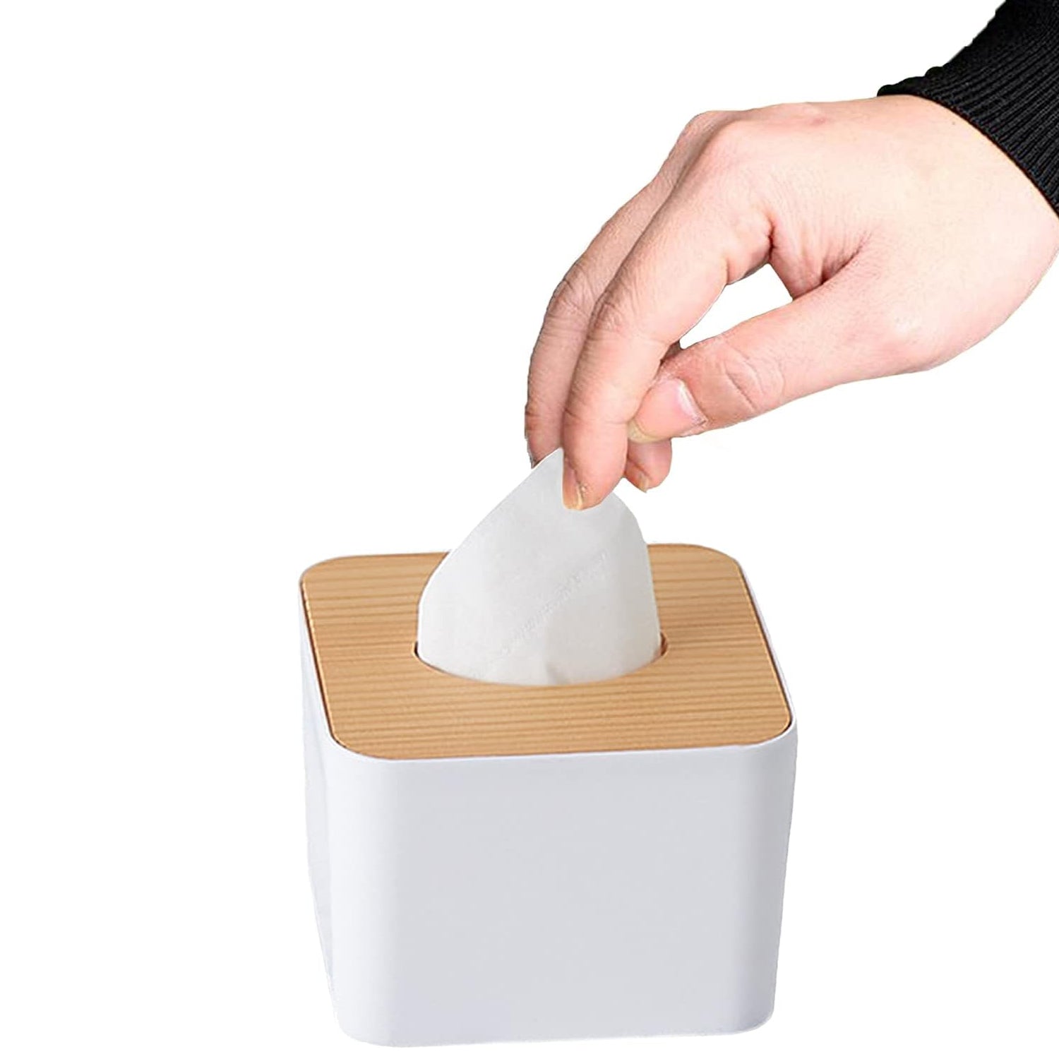 Tissue Box Desktop Stand Bamboo Tissue Cover Box Rectangular Paper Towel Holder Removable Tissue Dispenser For Bathroom Vanity Countertop Bedroom Car Holder Paper Towels Dispenser (1 Pc ) - Happy Price - Image 3