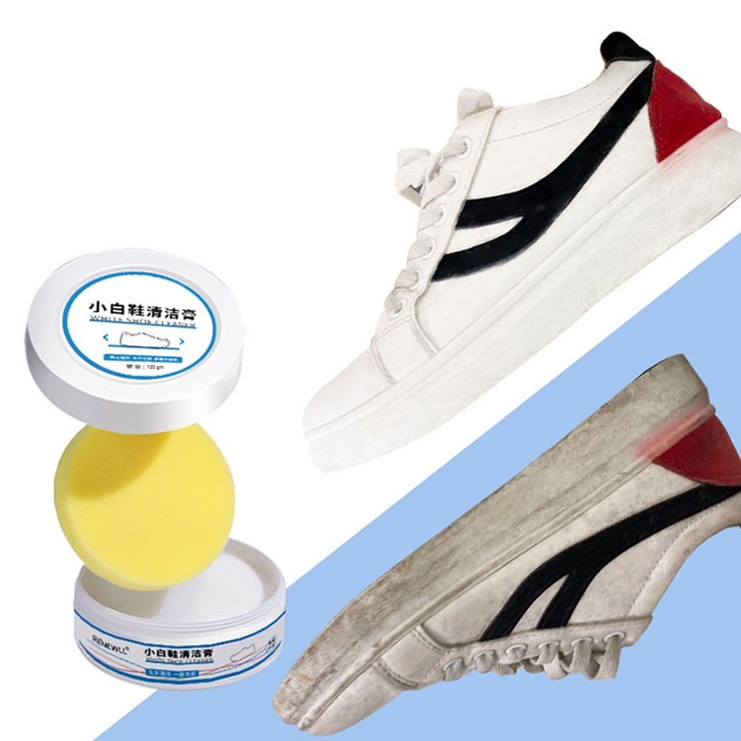 White Shoe Cleaning Cream - Gentle Stain Remover for Sneakers & Leather (120 Gm Approx)