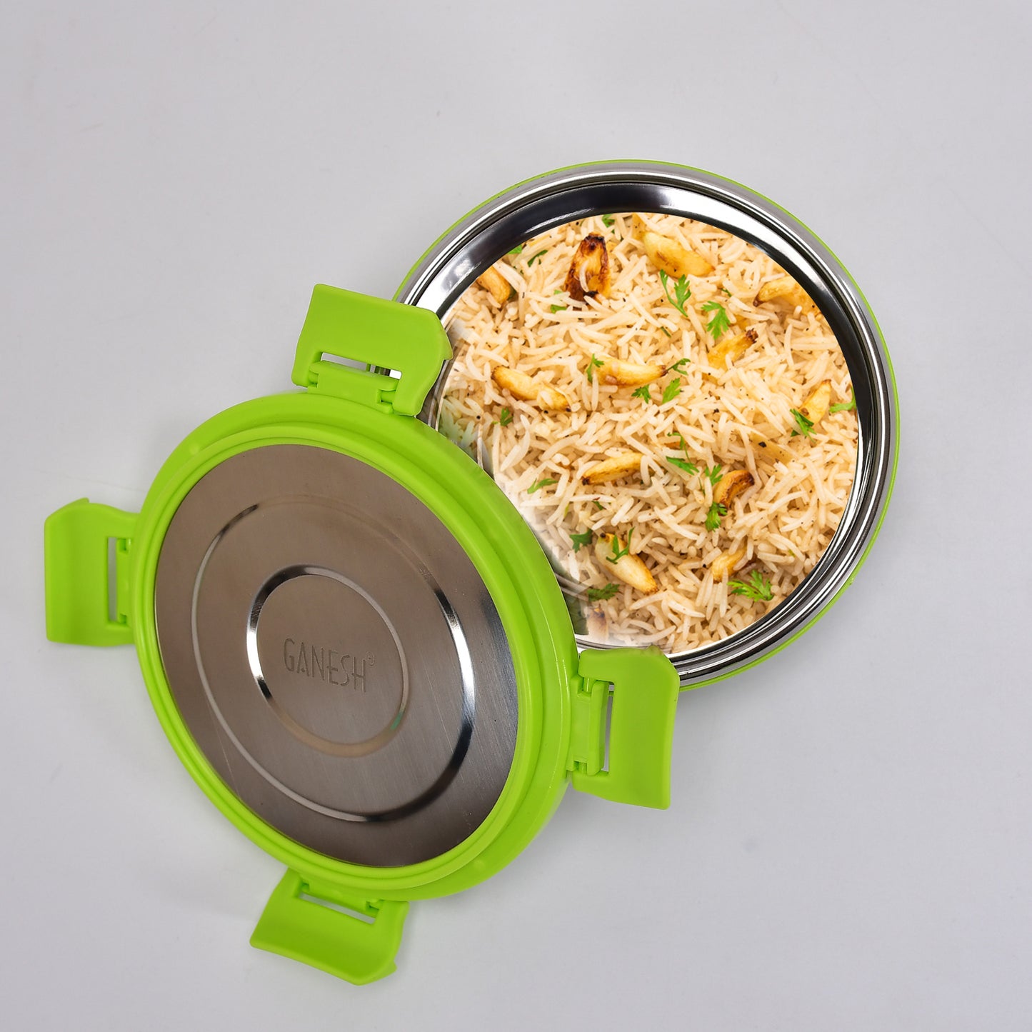 Ganesh Solo Round 400 Stainless Steel Leak Proof Airtight Lunch Pack For Office  School Use - Happy Price - Image 7