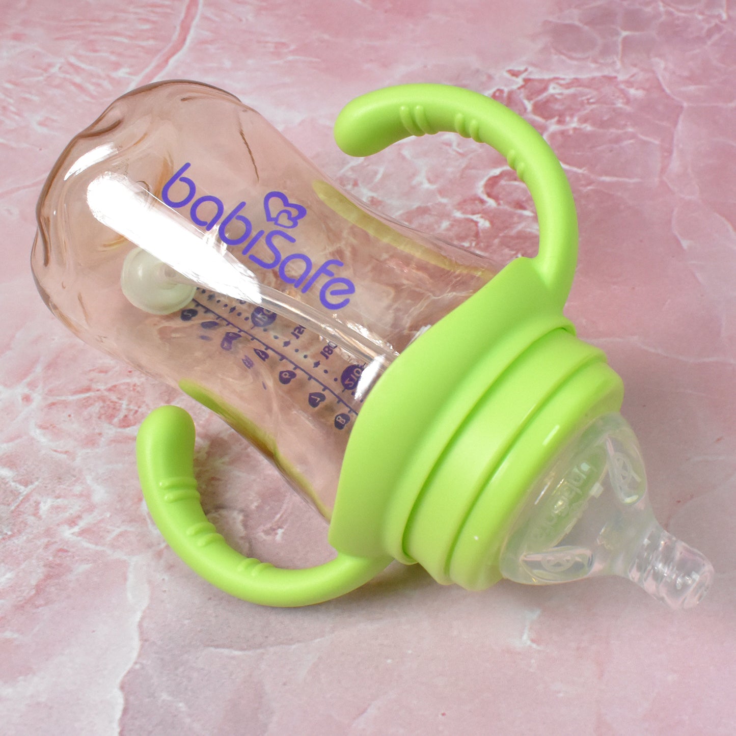 Plastic Baby Feeding Bottle With Handles Cleaning Brush  Straw (300 Ml  1 Pc) - Happy Price - Image 5