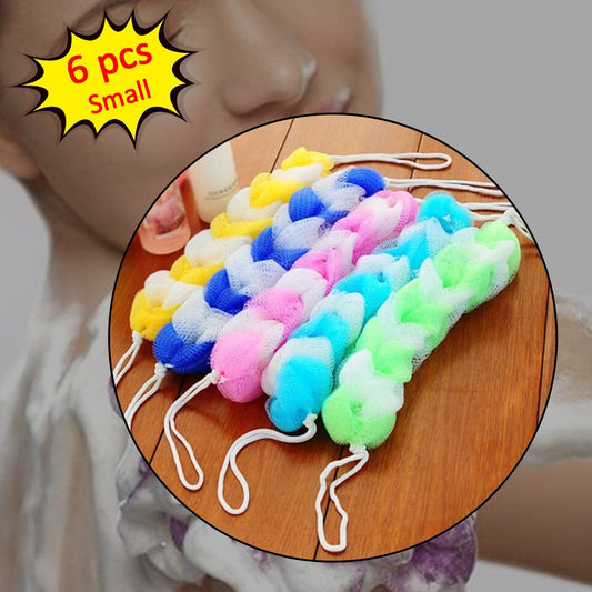 Hanging Bath Shower Long Loofah Sponge Pouf Body Scrubber Small Size (Pack Of 6) - Happy Price - Image 1