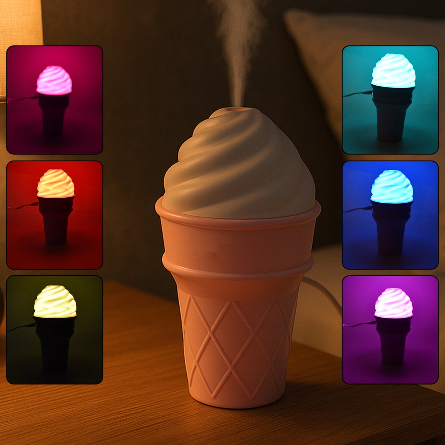 Ice Cream Cone Shape Air Freshener Humidifier (1pc  Pink) - Happy Price - Image 4