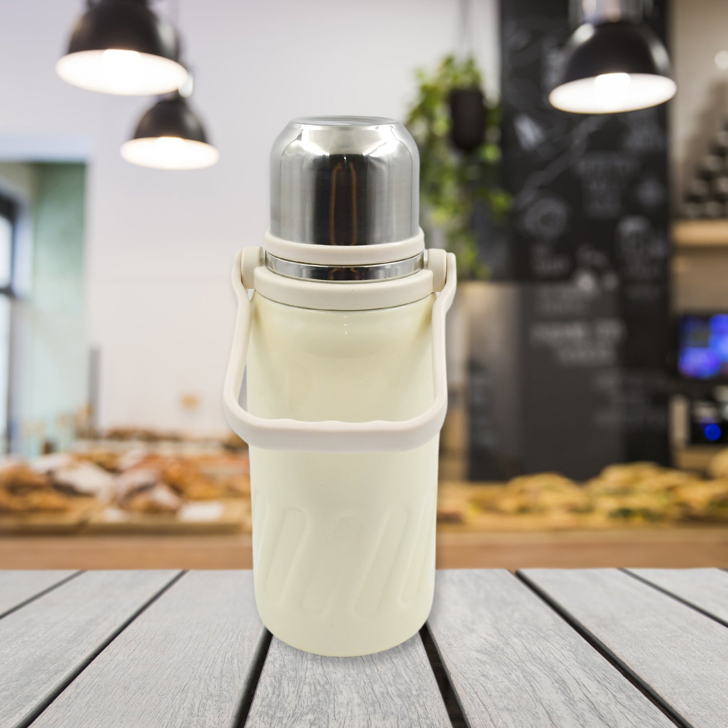 Stainless Steel Vacuum Insulated Water Bottle  Leak Proof Flask For Tea Coffee  Reusable Water Bottle With Hanging Strap  Bottle For Hot  Cold Drinks Wide Mouth Water Flask (900 Ml) - Happy Price - Image 5