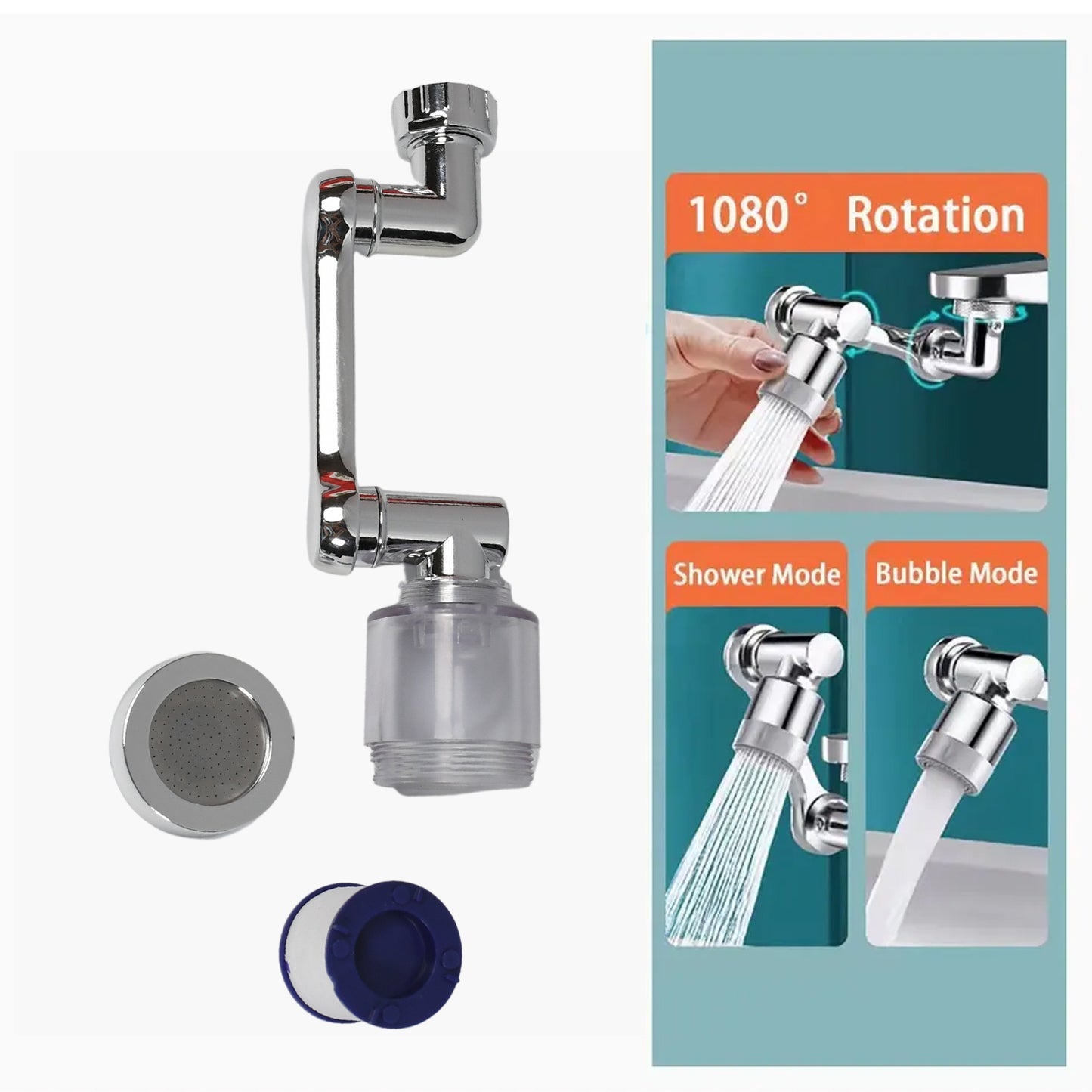 1080 Degree Rotating Faucet Extender with Dual Spray Modes - Flexible Sink Aerator for Kitchen & Bathroom - Happy Price - Image 2