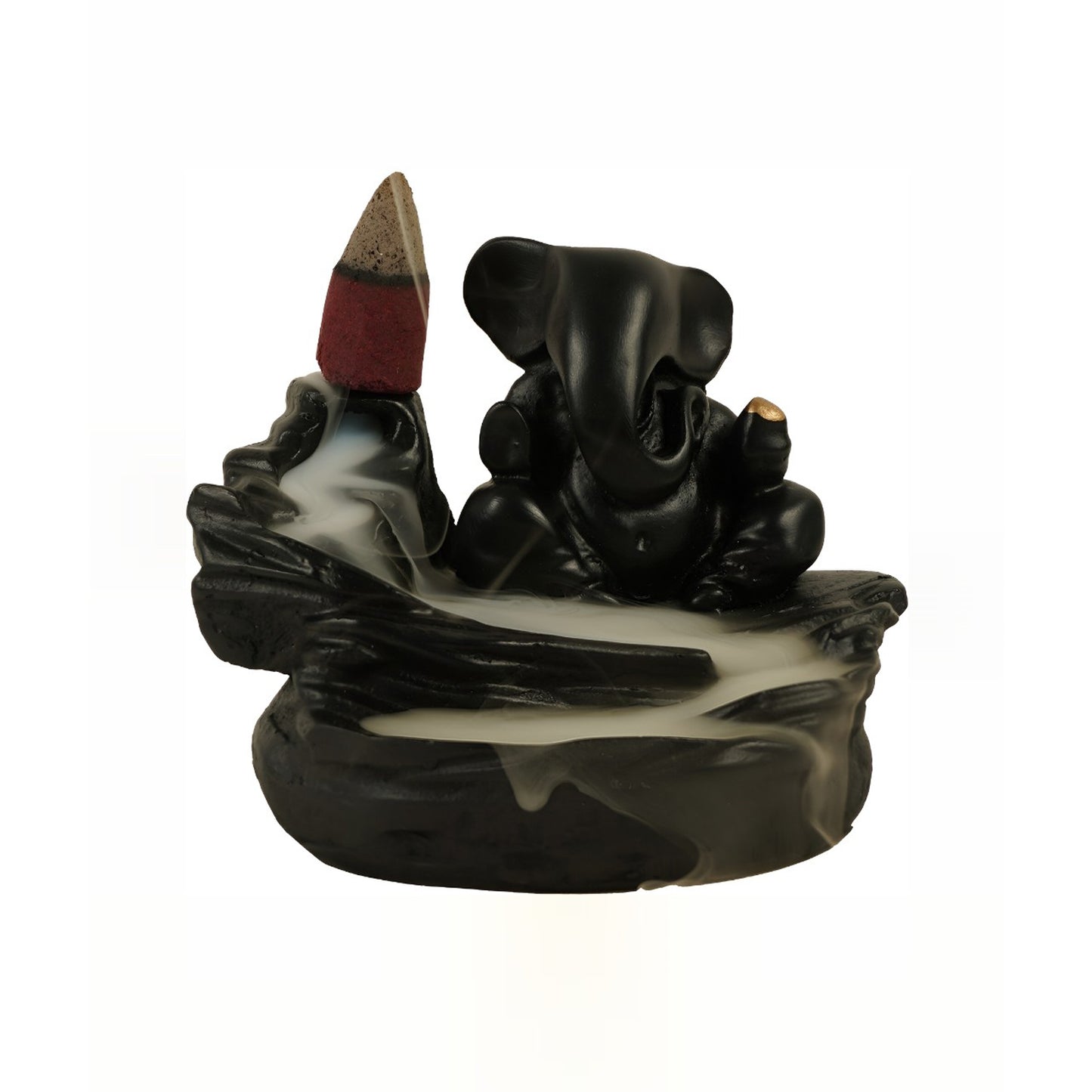 Smoke Fountain Ganesha Idol Decoration Items With 8 Pc Backflow Incense Cones Sticks (1 Pc) - Happy Price - Image 5