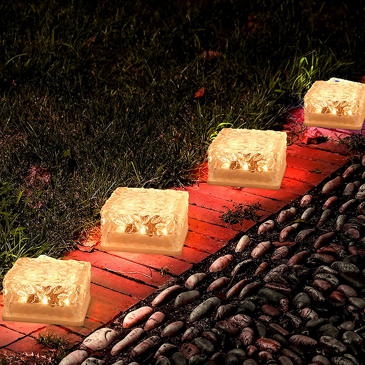 solar Ice Cube Shaped Garden Light Ice Cube Shaped Garden Warm Light Outdoor Solar Garden Decorative Lights For Walkway Pathway Backyard Christmas Decoration Parties - Happy Price - Image 3