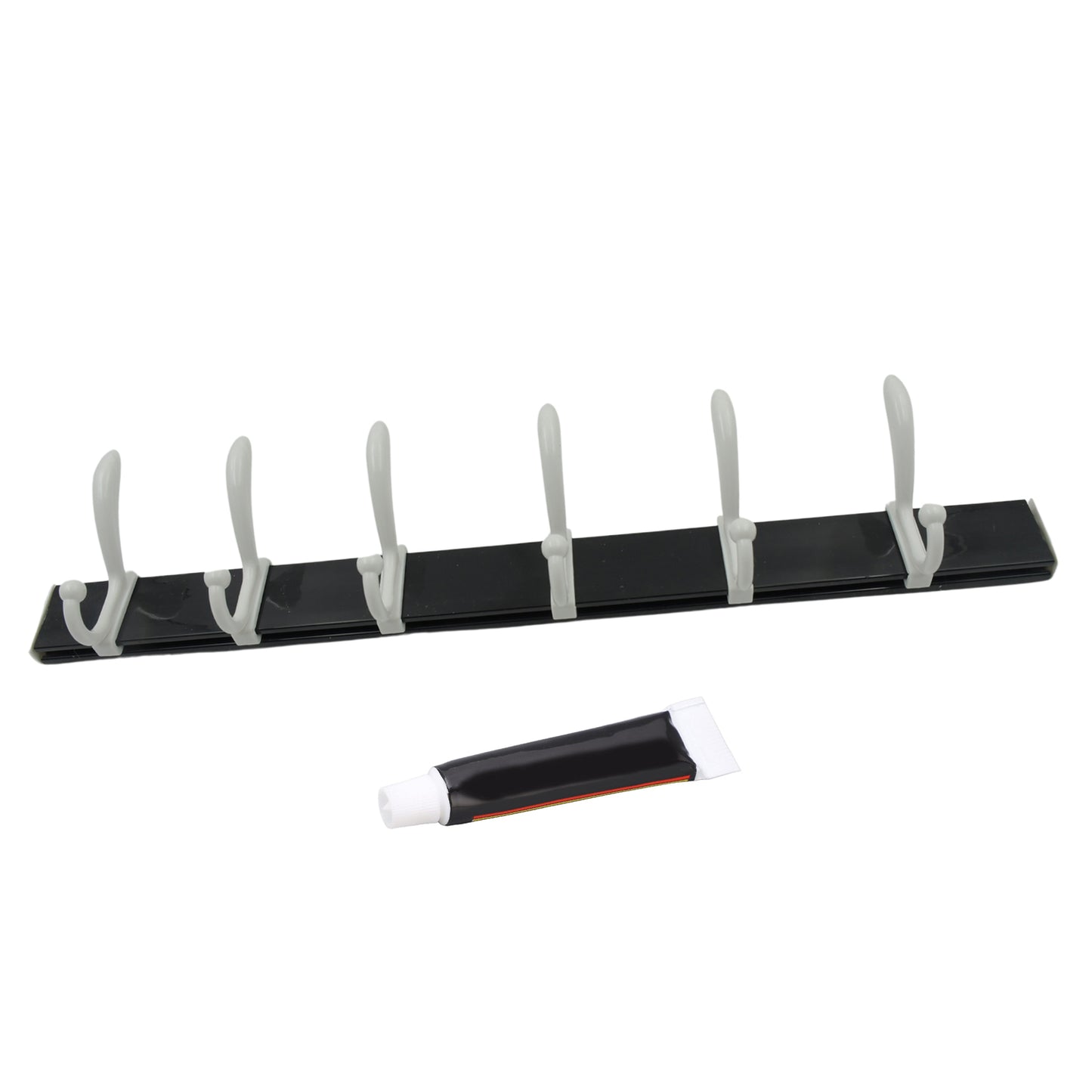 Cloth Hanger Wall Door Hooks Rail For Hanging Clothes For Hanging Hook Rack Rail Extra Long Coat Hanger Wall Mount For Clothes Jacket Hats 6 Hook With Eco-friendly Liquid Adhesive Glue - Happy Price - Image 4