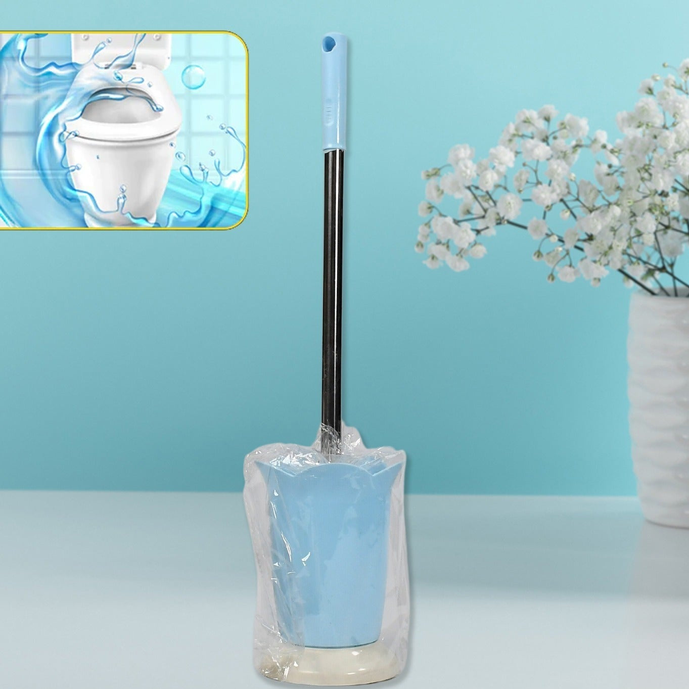 Premium Toilet Plastic Brush With Holder Stand Western And Indian Toilet Bathroom Cleaning - Happy Price - Image 1