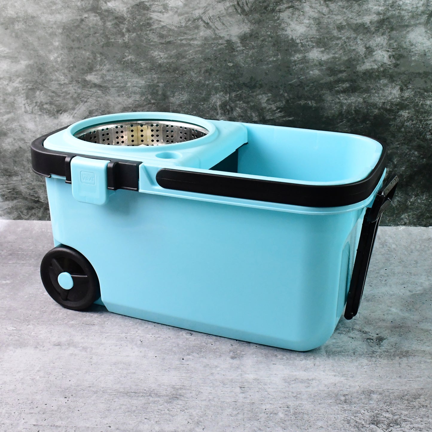 360 Spin Mop with 2 Super Absorbent Microfiber Heads & Wheels Bucket
