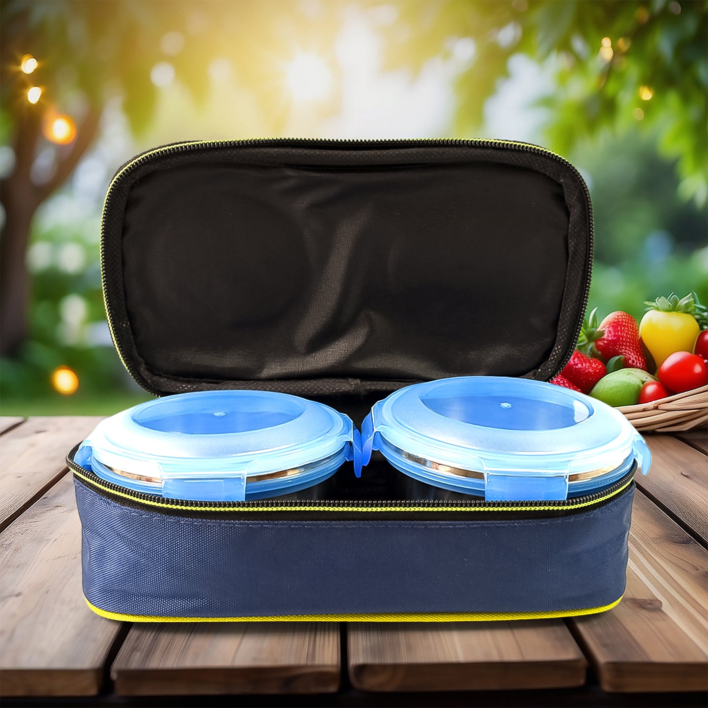 Bite Lunch Box With Insulated Fabric Lunch Bag  Plastic Spoon Fork - Happy Price - Image 5