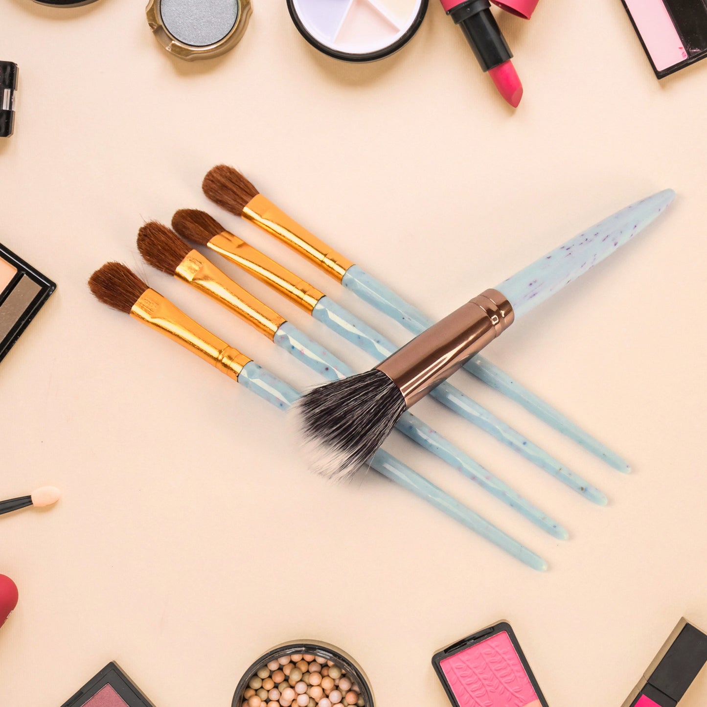 5pc Makeup Brush Tools Kit (5 Pcs Set  Mix Color) - Happy Price - Image 5