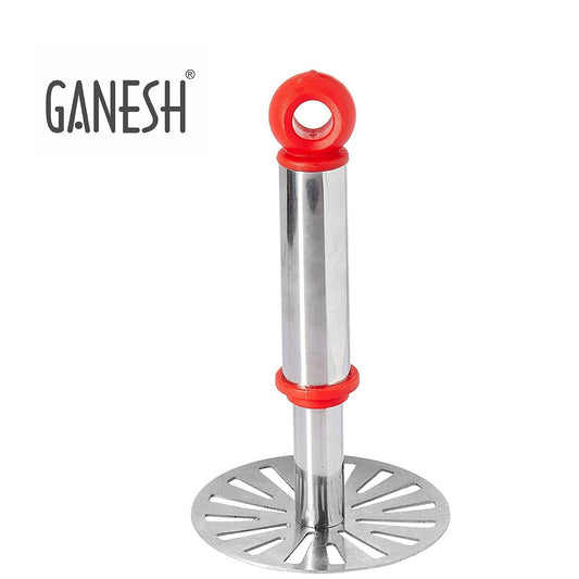 Ganesh Potatopav Bhaji Masher With Plastic Handle Silver  Plastic - Oval Pav Masher Potato 1-piece Smasher Handle Multicolor - Happy Price - Image 1