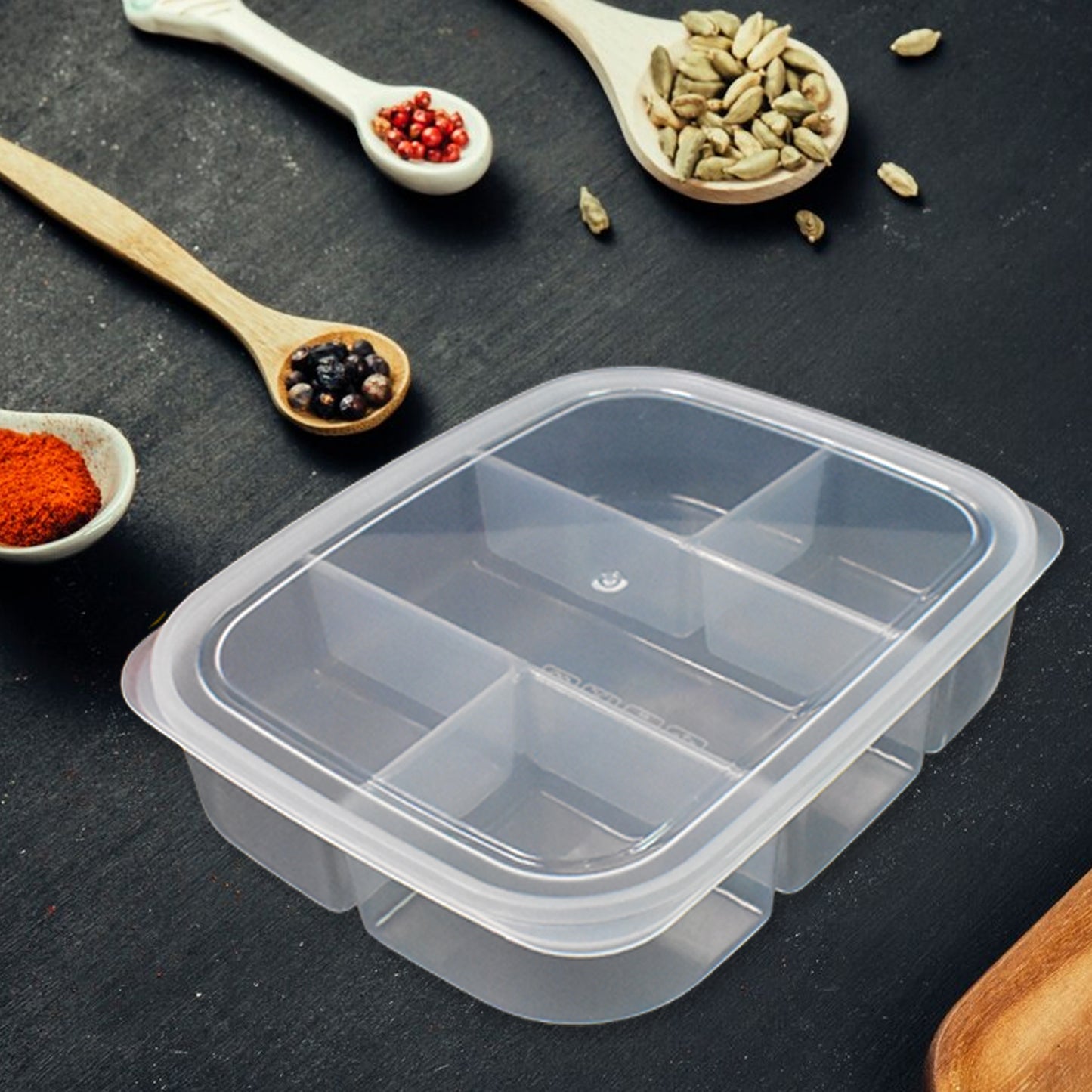 Plastic 5- Compartment Excellent Container Reusable Lunch Box (1 Pc) - Happy Price - Image 3