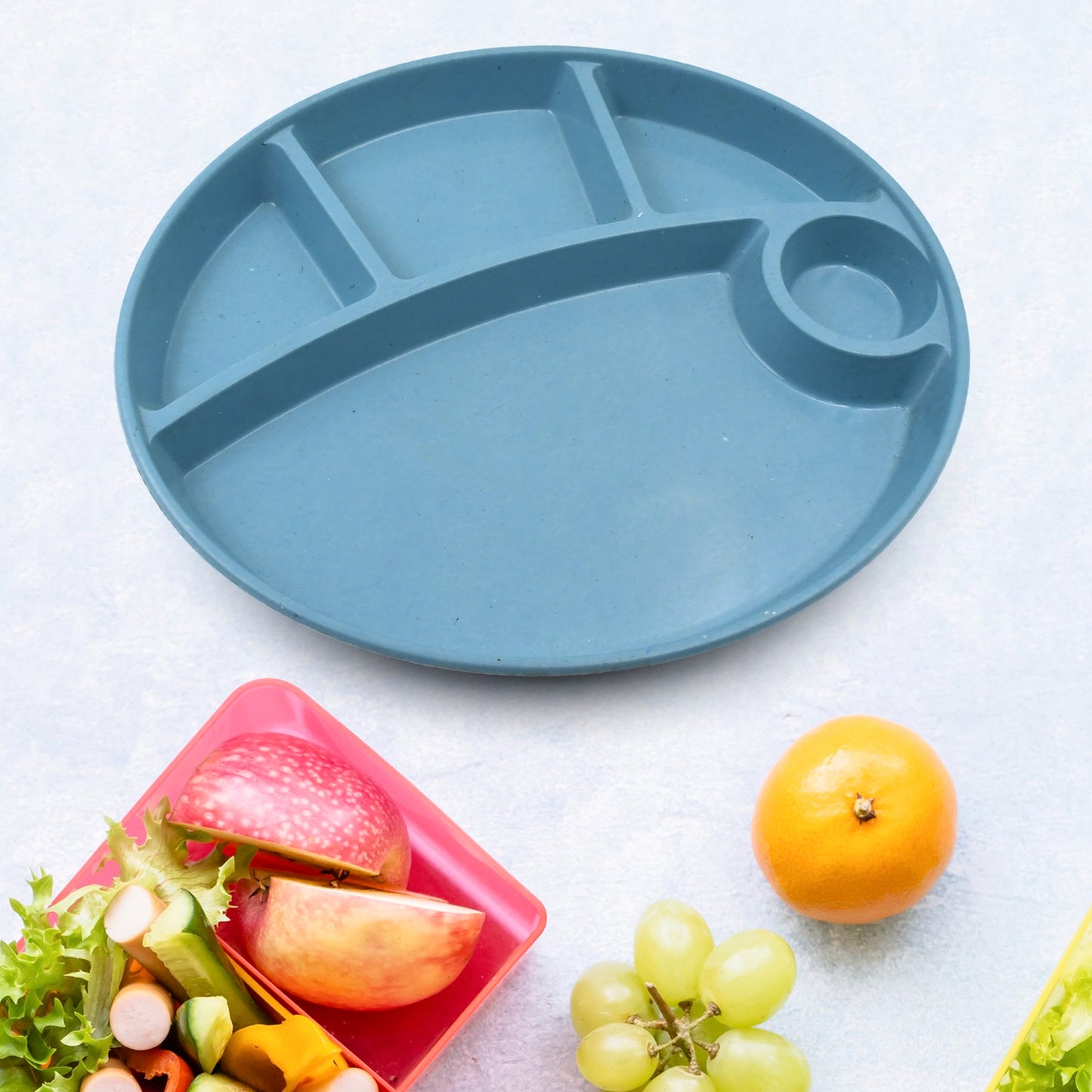 Plastic Food Plates  Biodegradable 5 Compartment Plate With Spoon For Food Snacks  Nuts  Desserts Plates For Kidsreusable Plates For Outdoor Camping Bpa-free(1 Pc) - Happy Price - Image 3