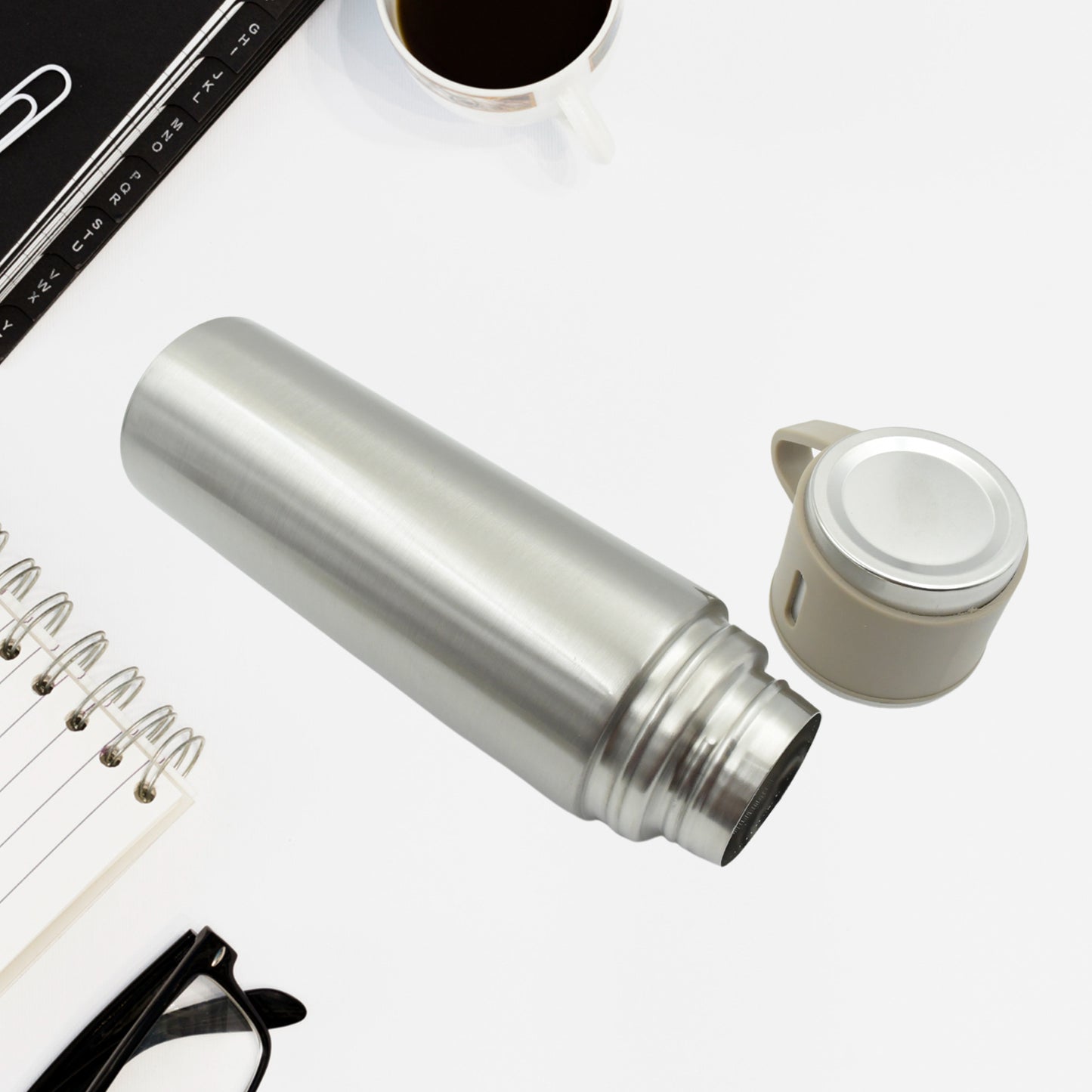 Stainless Steel Vacuum Flask Set With 3 Steel Cups Combo For Coffee Hot Drink And Cold Water Flask Ideal Gifting Travel Friendly Latest Flask Bottle. (500ml) - Happy Price - Image 6
