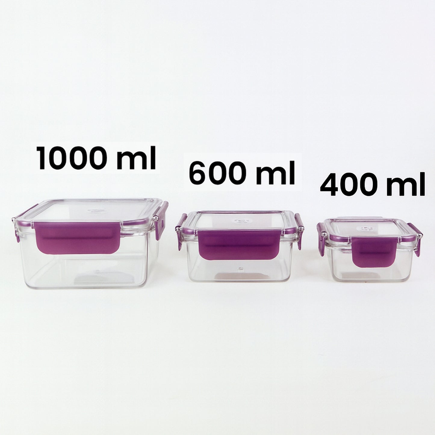 Airtight Square Food Container Set - 3 Piece BPA-Free Kitchen Storage - Happy Price - Image 3