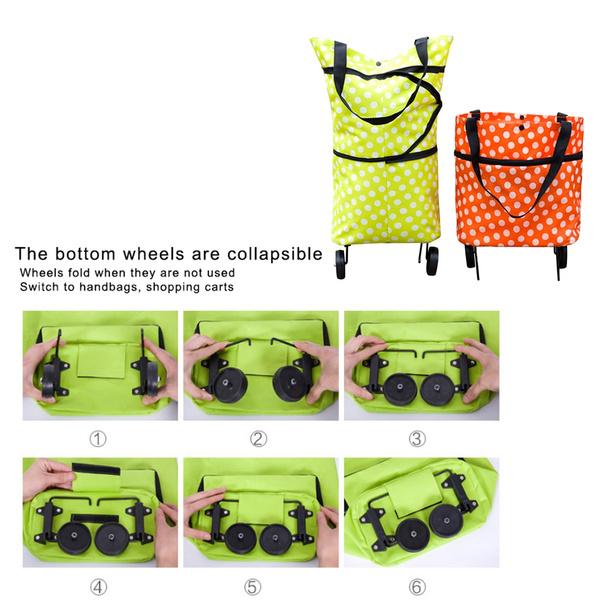 Folding Cart Bags Trolley Shopping Bag For Travel Luggage - Happy Price - Image 6