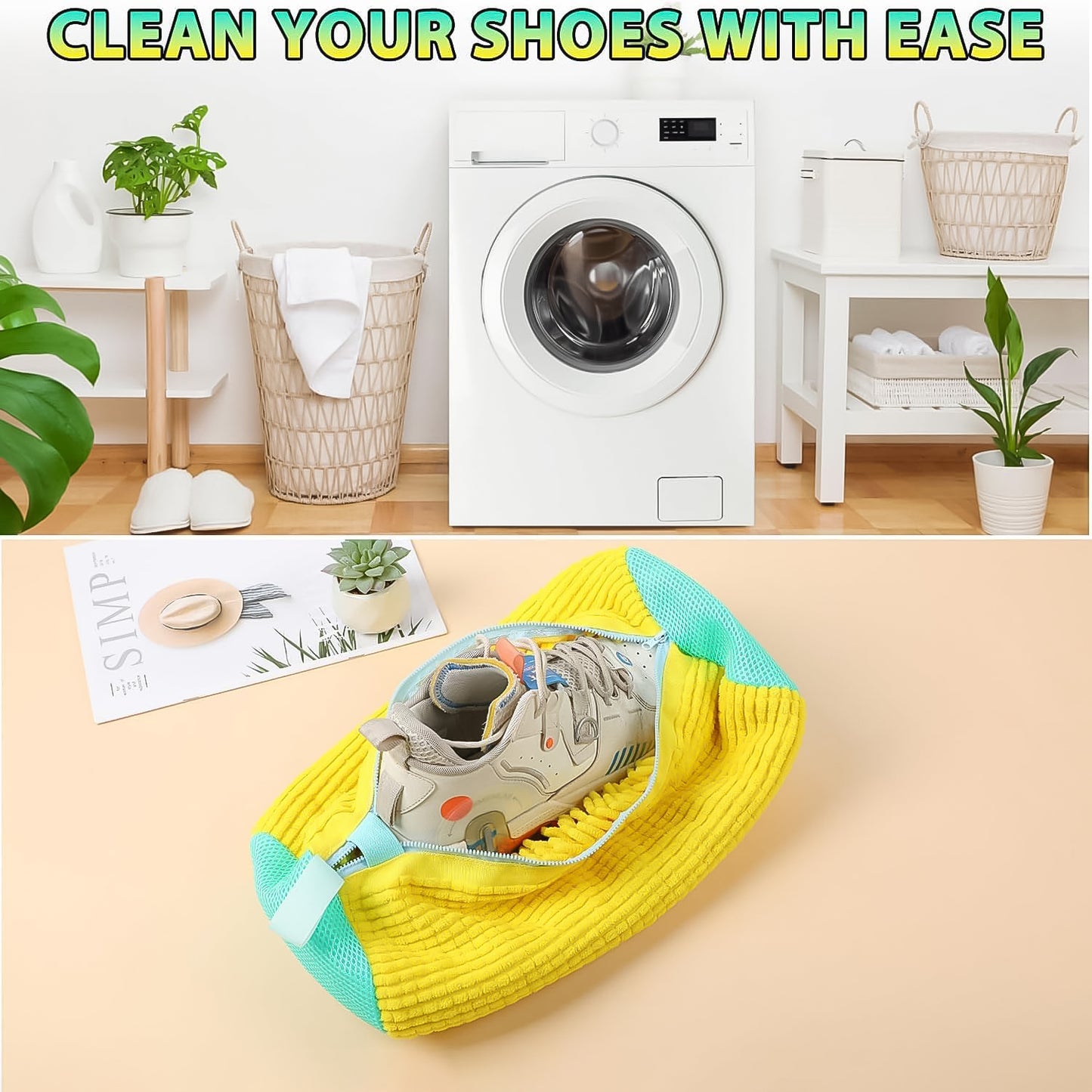 Shoe Cleaning Mop Cover With Microfiber Chenille Lining  Zipper (1 Pc) - Happy Price - Image 3