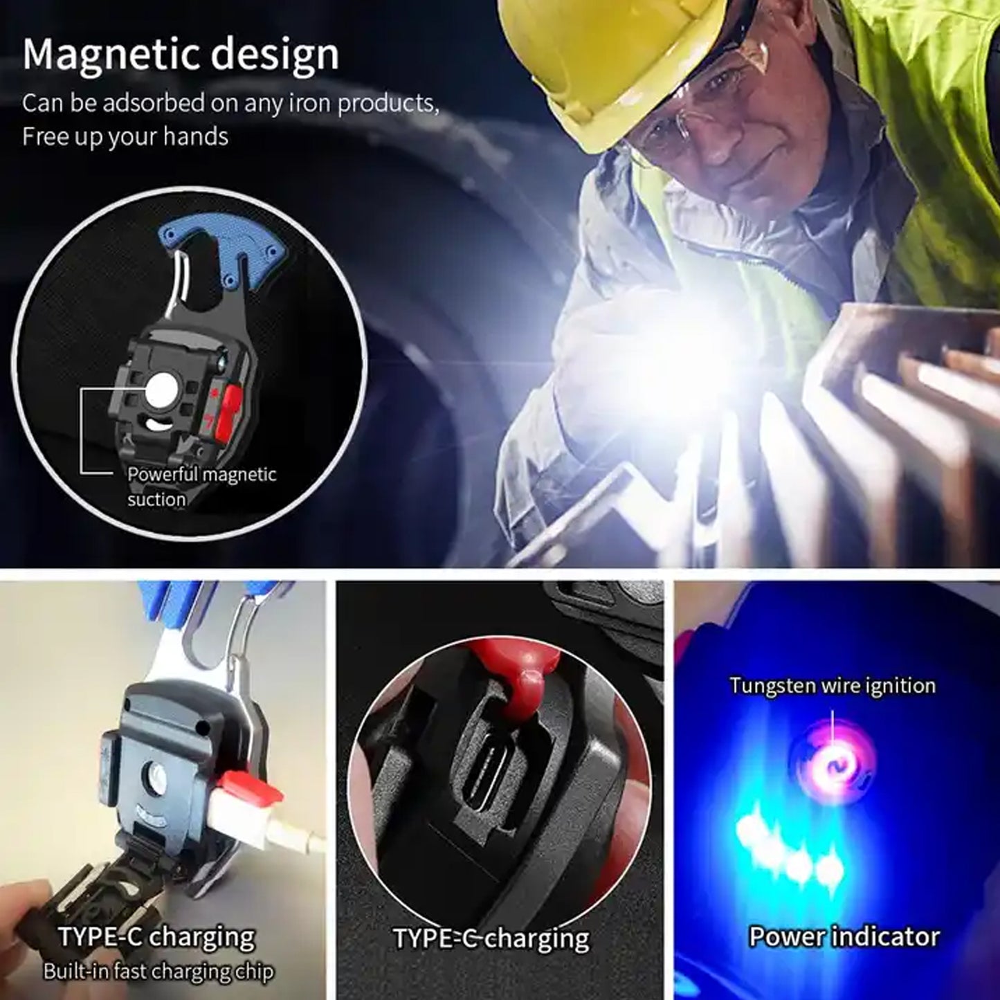 Rechargeable Keychain LED Flashlight with 6 Lighting Modes & Built-in Lighter