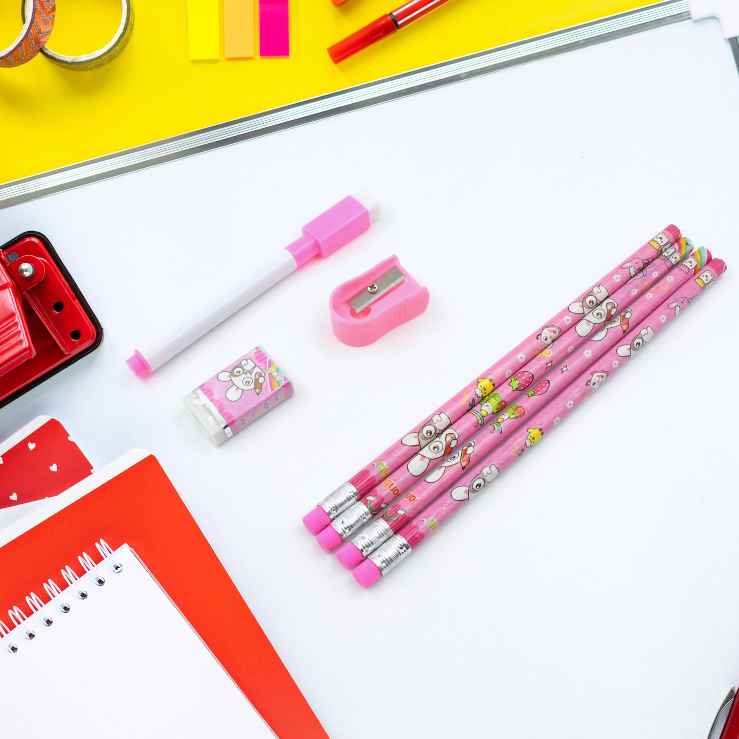 Stationery Kit For Kids - Stationery Set Includes Wooden Pencil Sharpener Pencil And Eraser Set Small Diary School Supply Set Birthday Return Gift For Kids Boys Girls (8 Pc Set) - Happy Price - Image 3