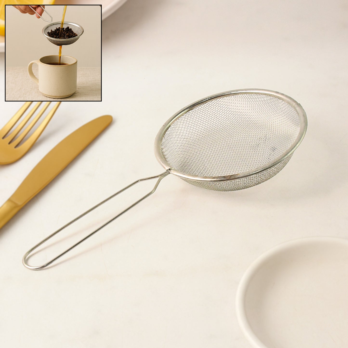 Stainless Steel Fine Mesh Tea  Coffee Strainer (1 Pc) - Happy Price - Image 7