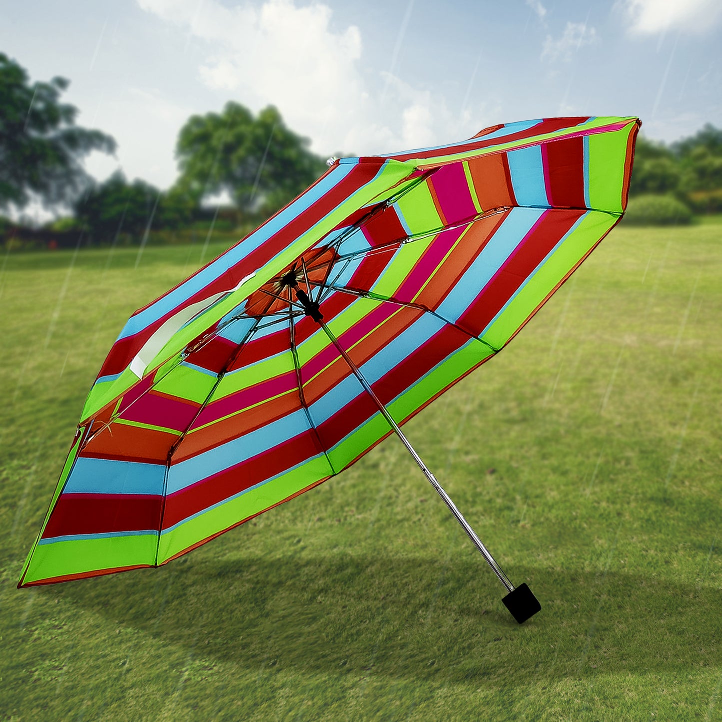 3-fold Sun  Rain Protective Solid Foldable Umbrella (1 Pc) - Happy Price - Image 2