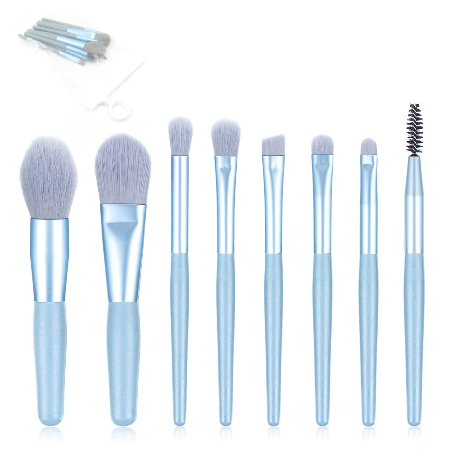 8 Pcs Mini Makeup Brush Set With Case Portable Foundation Brush Kit Travel Premium Synthetic Bristles Cosmetic Brush Set For Powder Blending Blush Eyeshadow Lipstick (Mix Color 8 Pcs Set) - Happy Price - Image 7