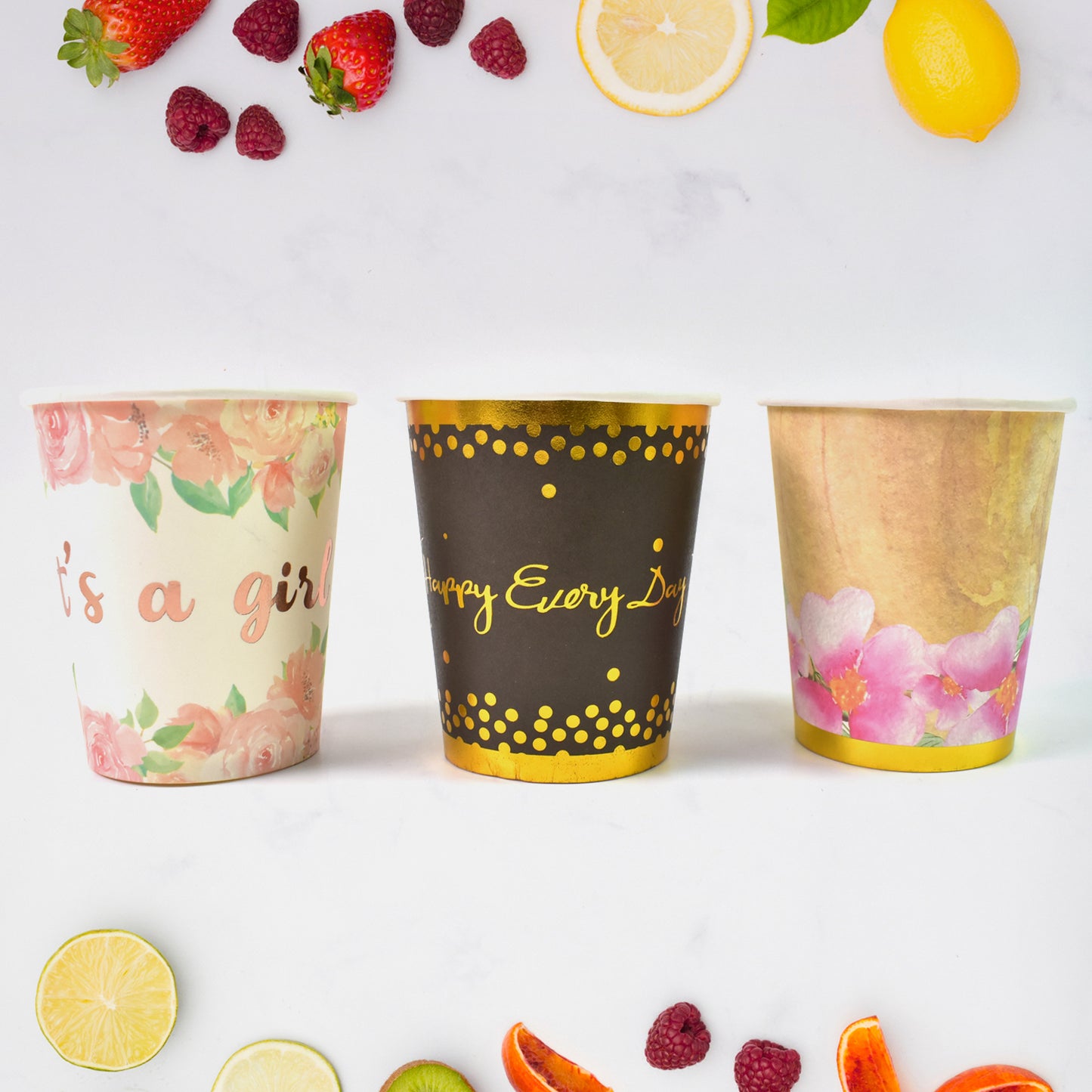 Disposable Paper Cups Disposable Tea Coffee Cups (3 Pcs Set  Mix Color) - Happy Price - Image 2