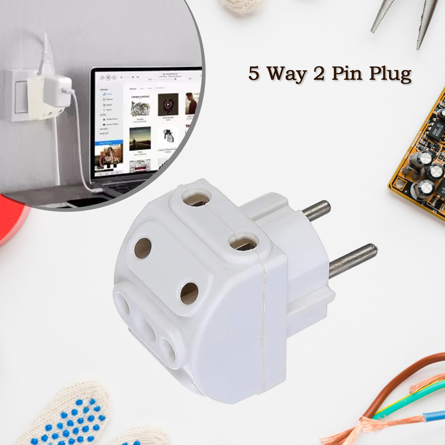 5-way 2 Pin Multi-plug Socket  Converter (1 Pc) - Happy Price - Image 3