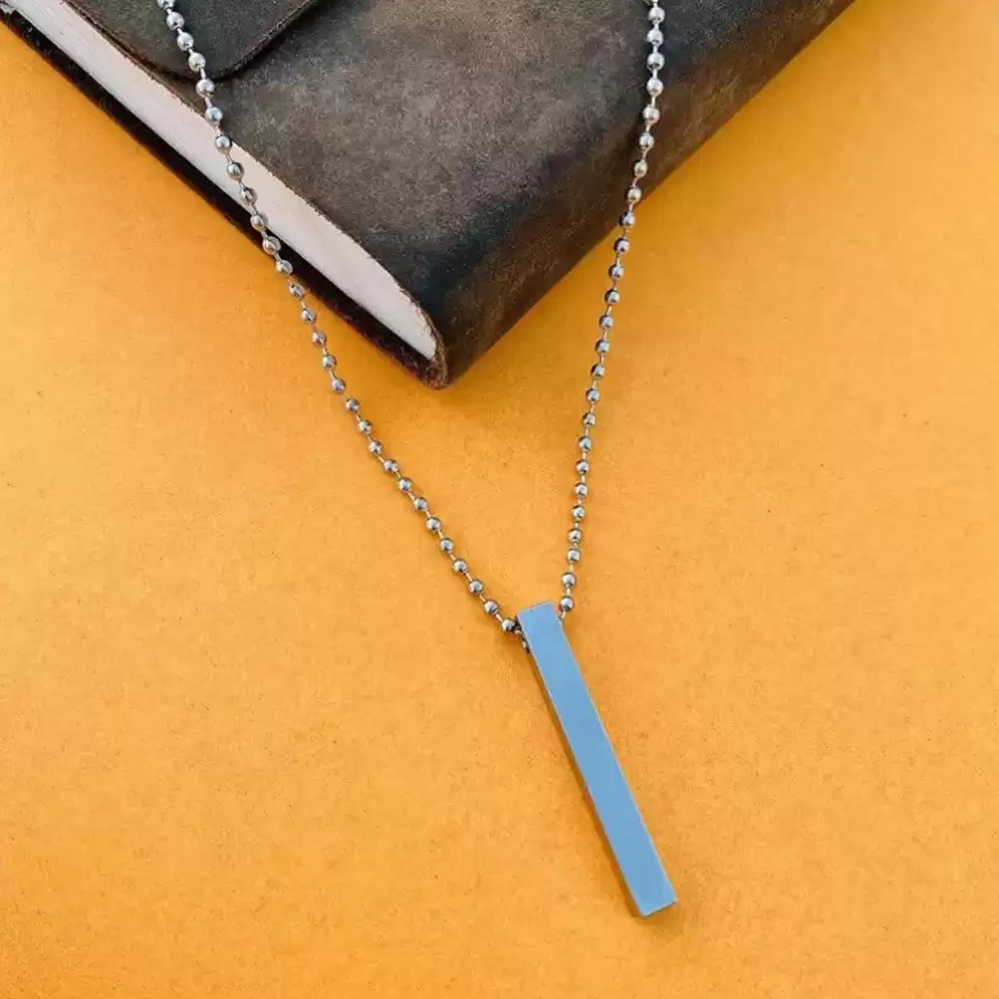 Plain Stick Shape Locket With Chain Stainless Steel Necklace (1 Pc) - Happy Price - Image 6