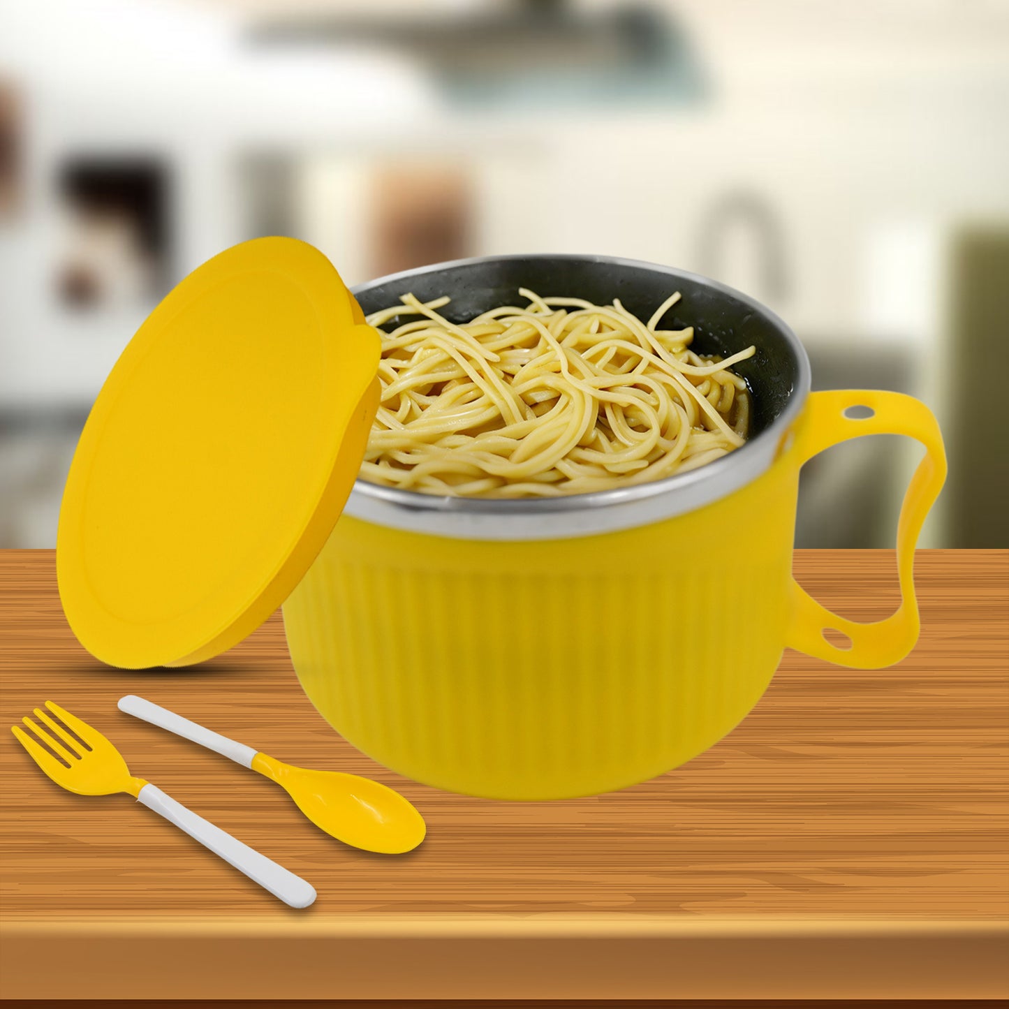 Maggie Bowl With Lid And Handle Soup Bowls For Easy Perfect Breakfast Cereals Fruits Ramen Beverages Essentials Dishwasher Safe Double Layer - Happy Price - Image 3