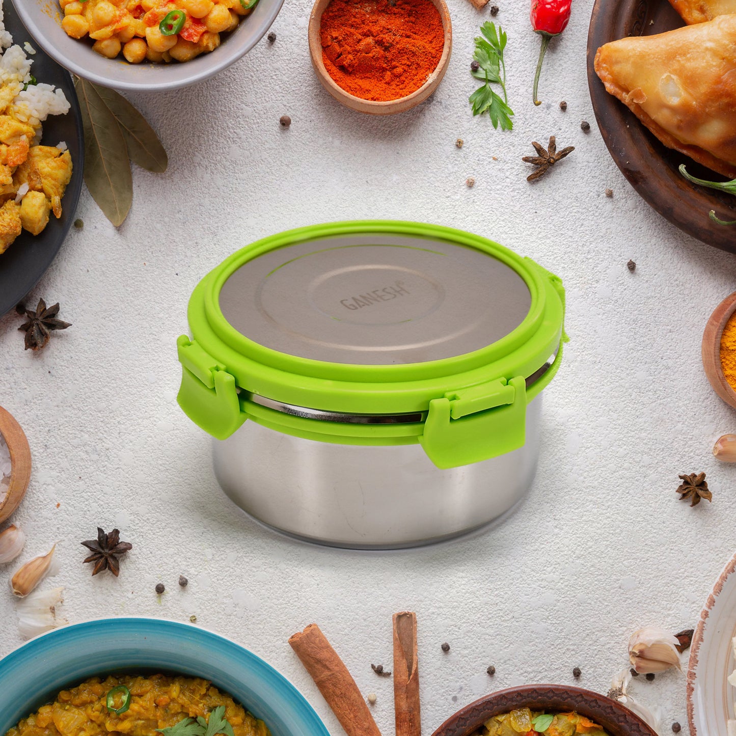 Ganesh Solo Round 400 Stainless Steel Leak Proof Airtight Lunch Pack For Office  School Use - Happy Price - Image 5
