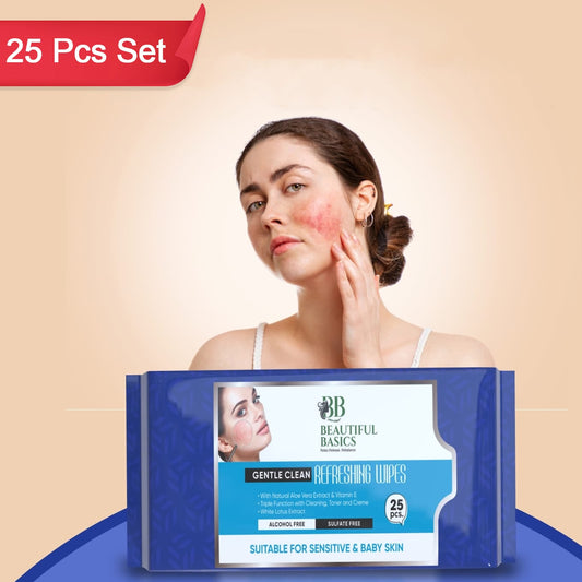 Refreshing Wet Wipes For Face  Facial Cleansing  Refreshing  Skin Hydration Soothing For Skin  Ph Balance  Alcohol Free  Nourishing With Fruit Extract  25 Wipes - Happy Price - Image 1