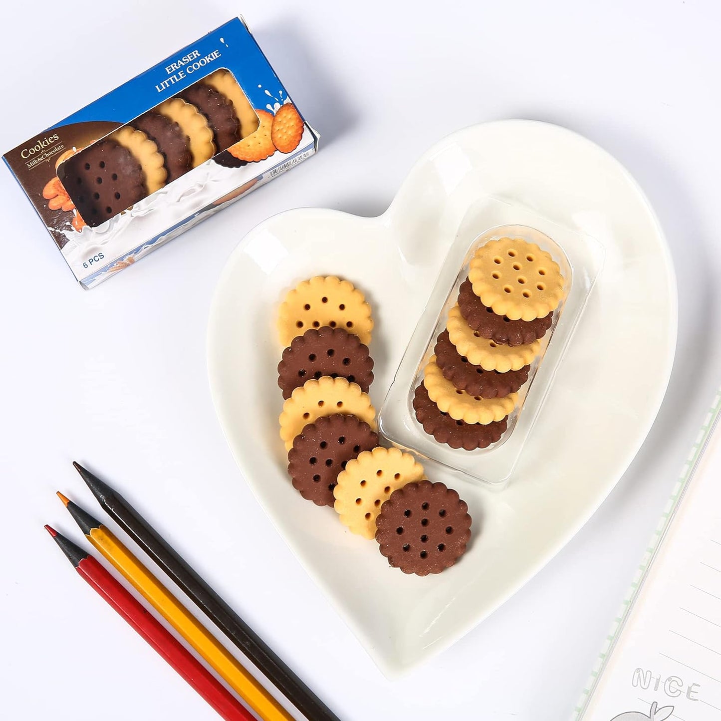 Pack Of 6 Erasers Erasers Stationery School Rubber Schools Sketches Office Sign Kid Party Favour Gift Toy Gift Creative Christmas Birthday Gift In Shape Biscuits (6 Pcs Set) - Happy Price - Image 7