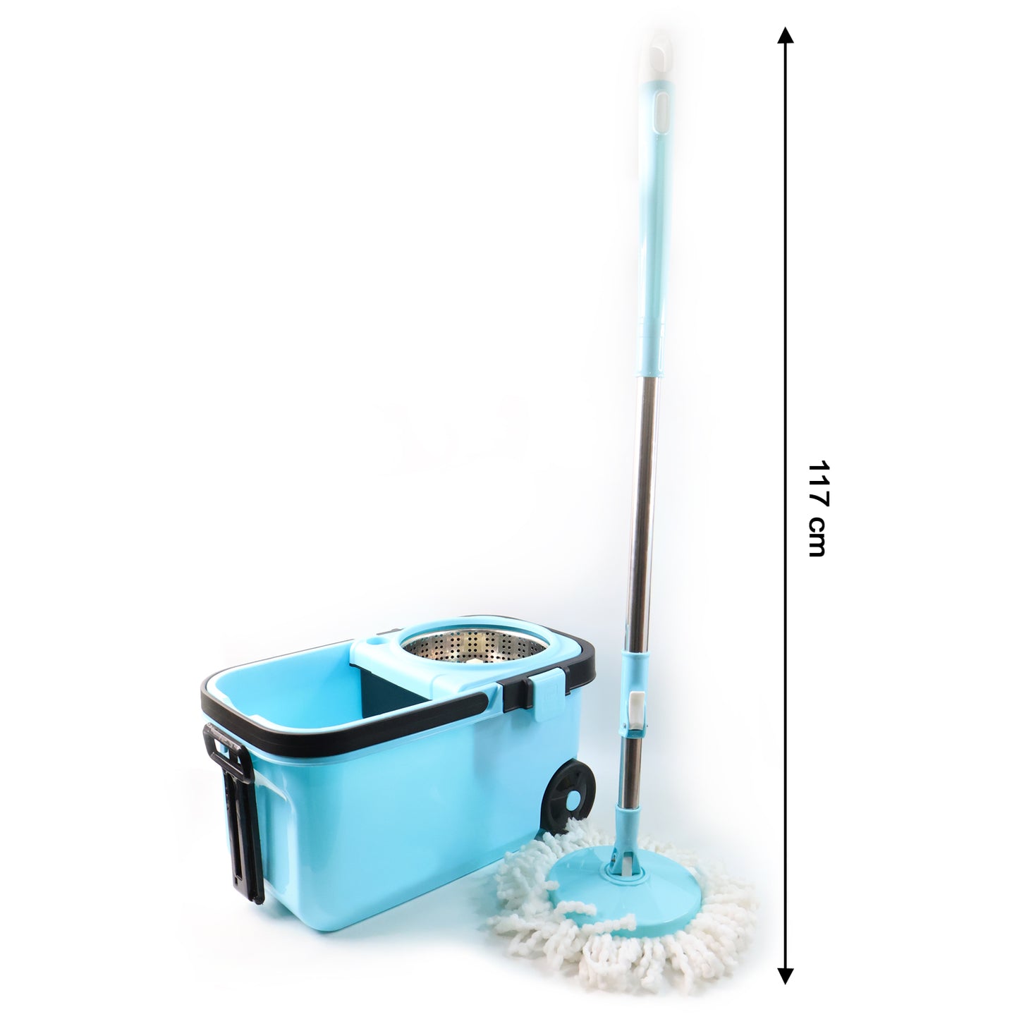 360 Spin Mop Set with Stainless Steel Wringer & Wheels - 2 Extra Refills