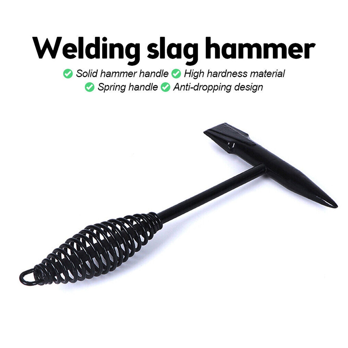 Welding Slag Removal Tool  Chipping Hammer With Coil Spring Handle Mufti Functional For Cleaning Removing Slag Industrial Weld Slag Spatter Removal Tool Welding Hammer For Machinery Electrician (1 Pc ) - Happy Price - Image 3