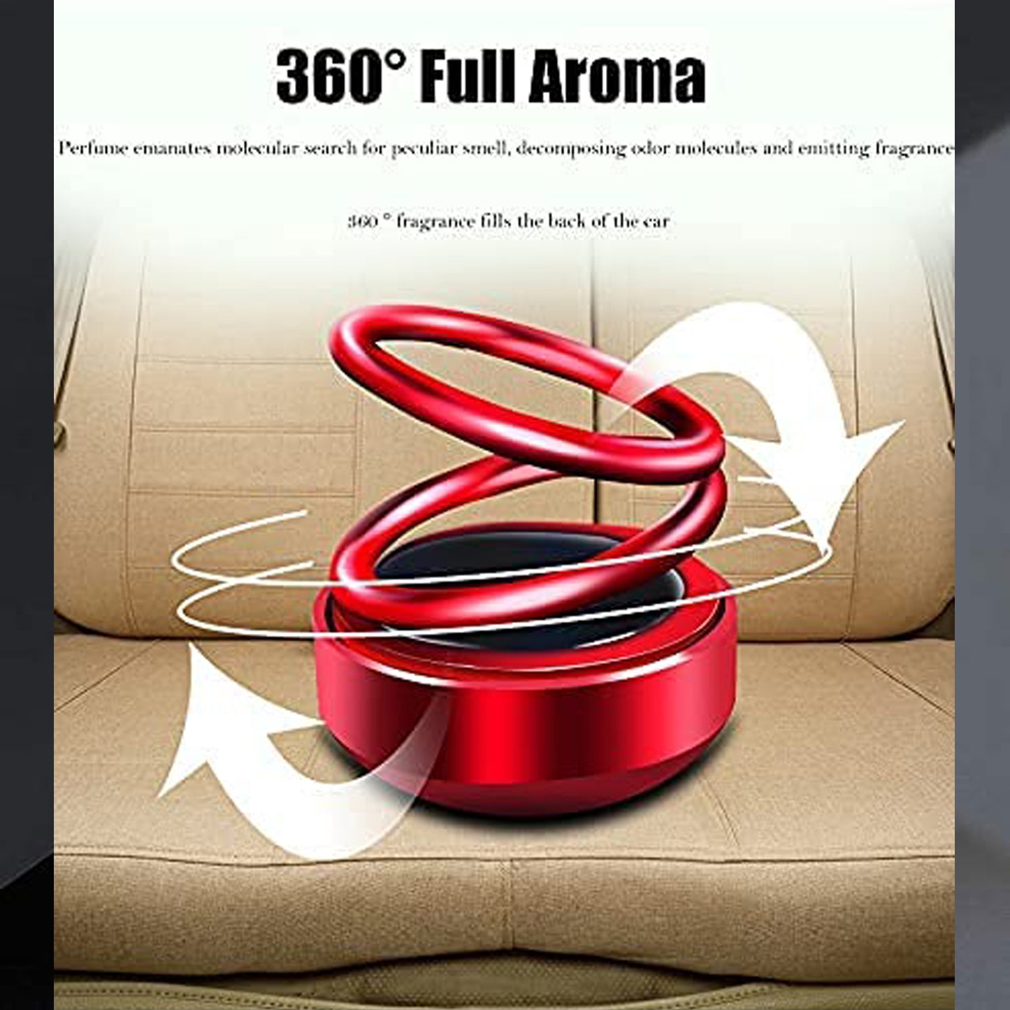 Solar Power Car Aroma Diffuser 360double Ring Rotating Design Car Fragrance Diffuser Car Perfume Air Freshener For Dashboard Home Office - Happy Price - Image 6