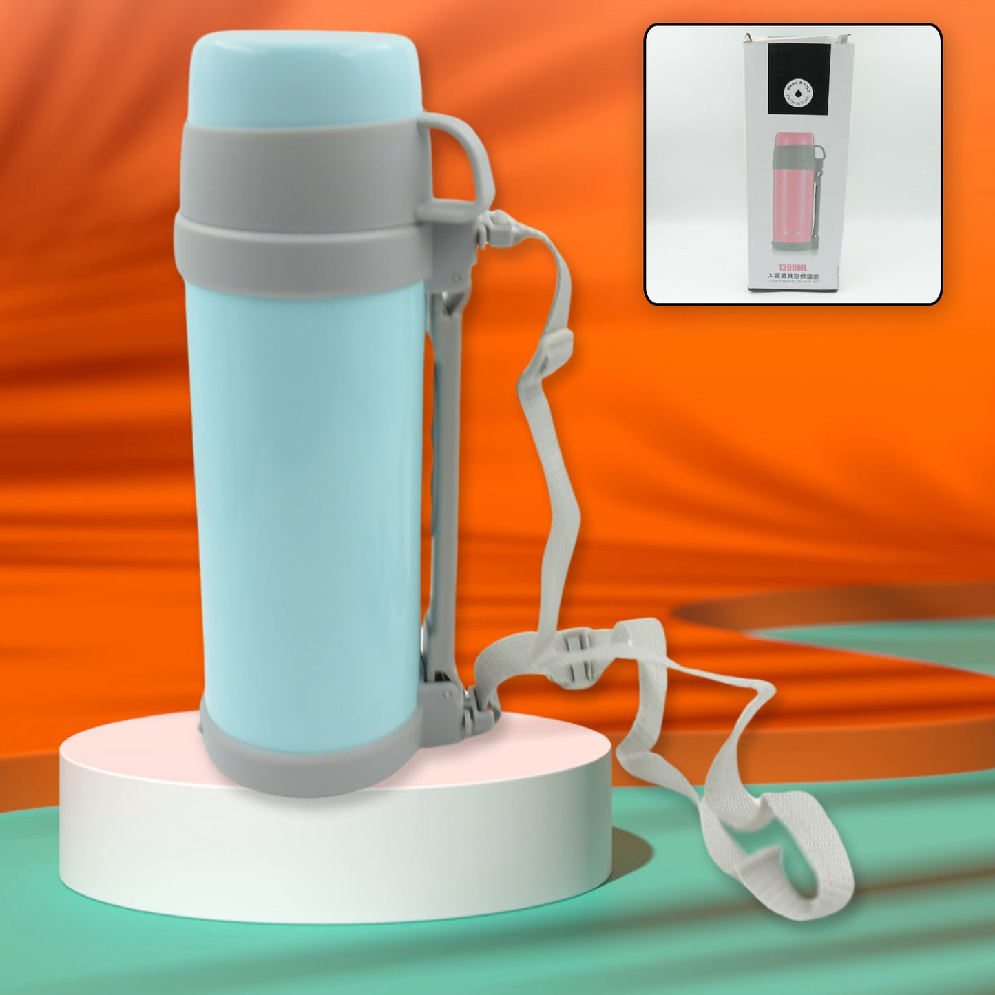 Stainless Steel Insulation Thermos Double-wall Vacuum Insulated Water Bottle For Travel Outdoor Fitness Portable Travel Pot Camping Coffee Portable Car Travel Keep Hot  Cold Large Capacity (1200 Ml) - Happy Price - Image 6