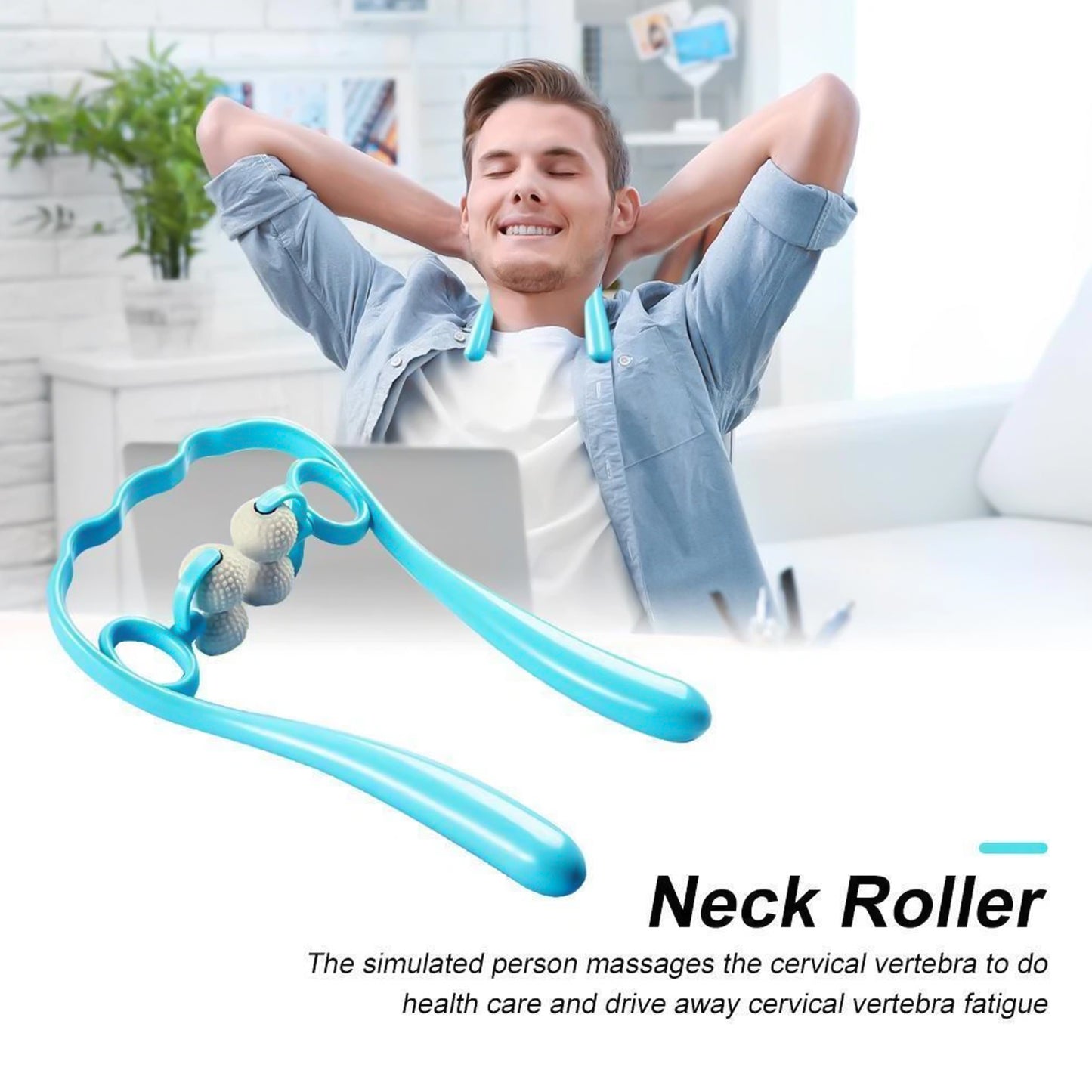Dual Roller Neck & Shoulder Massager with 4 Balls - Manual Acupressure Tool