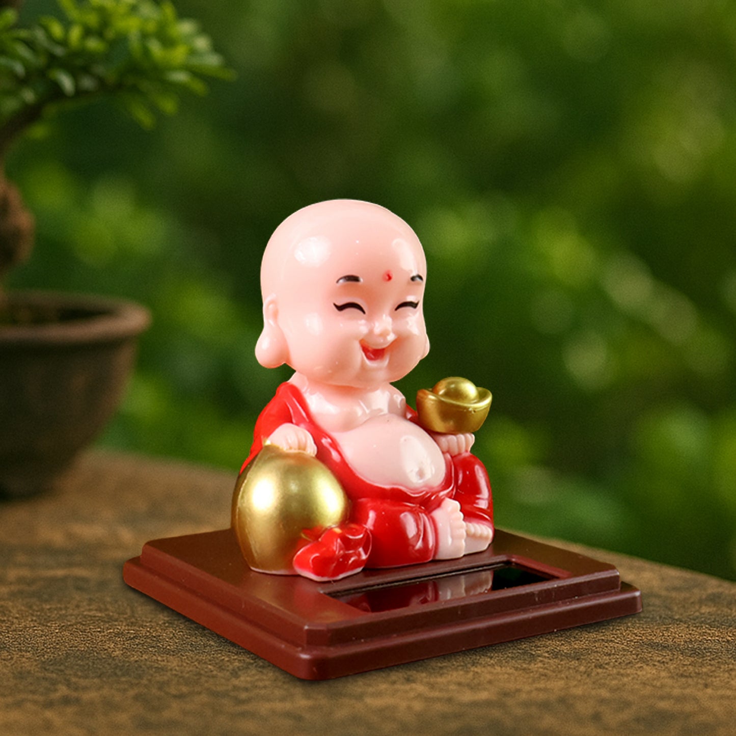 Solar Power Moving Head Buddha Statue Car Ornament (1 Pc  Mix Color) - Happy Price - Image 4